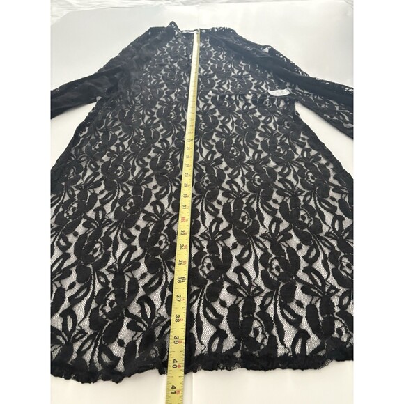 LuLaRoe Lace Open Front Duster Size S Black Cardigan Vest Rave Festival Witchy - Picture 8 of 14